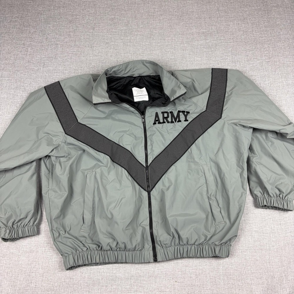 Vintage U.S. Military Jacket Mens Medium Gray Army Physical Fitness PT Uniform